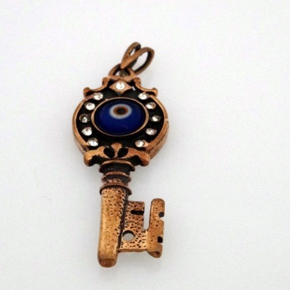 Hand made Aged copper necklace Key
